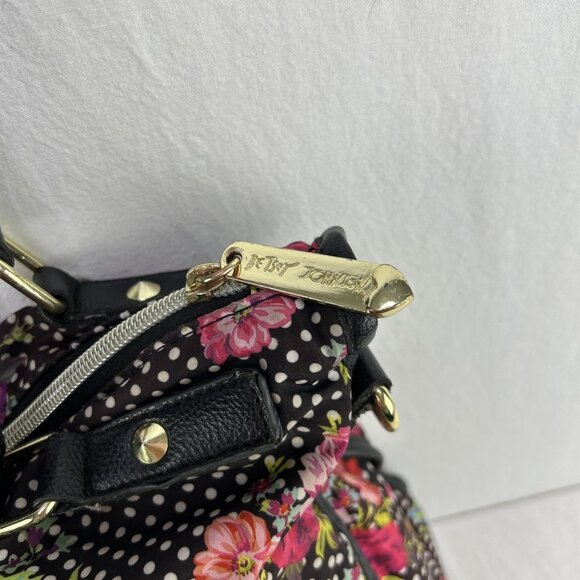Betsy Johnson polka dot floral rose print shoulder bag purse - Picture 4 of 11